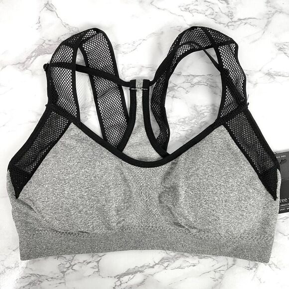 Free Press Gray Black Mesh Padded Sports Bra Bralette Small New - Picture 5 of 5